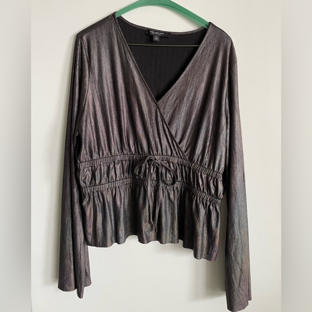 Marc New York Iridescent Dark Gray Long Sleeve Top Size XL